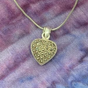 🌟ITALIAN SILVER & MARCASITE PENDANT NECKLACE